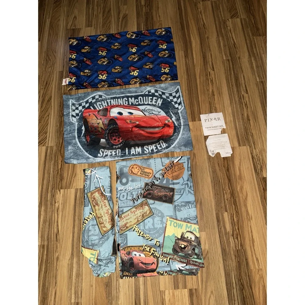 Disney Pixar CARS Road Trip Twin Fitted & Flat bed Sheet Pillow Case NEW VTG Y2K